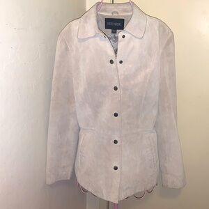-Women's Bernardo Beige Genuine Leather Jacket- Medium (8-10) As Is